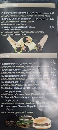 Menu du Schloss Aleppo à Lörrach