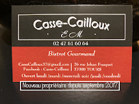 Restaurant Casse-Cailloux à Tours (le menu)