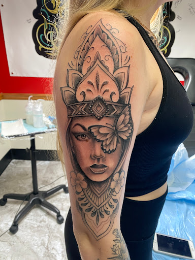 Explore full leg sleeve tattoo ideas, creative tattoo ideas in Junction City, available at New Era Tattoo Studio