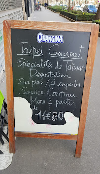 Carte du Taipei Gourmet à Paris