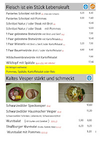 Menu du Café Gasthof Eiscafé Pension Goldmann à Schönau im Schwarzwald