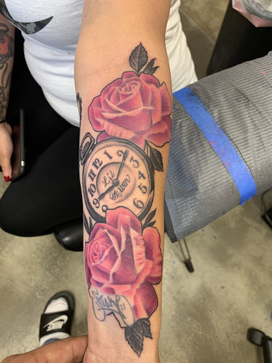 Explore leg cover up tattoo ideas, creative tattoo ideas in Fresno, available at True Anchor Tattooing