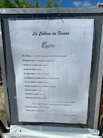 Menu / carte de La cabane du Feneau à La Couarde-sur-Mer