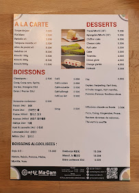 Carte du Ma-Dam Restaurant coréen traiteur salon de thé orléans à Orléans