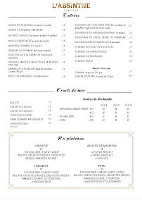 L'Absinthe Restaurant à Honfleur carte