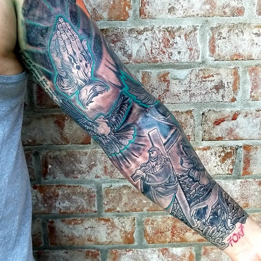 Explore sideburn tattoo ideas, creative tattoo ideas in Meridian, available at SK-Tattoo1