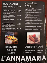 Menu / carte de L'Annamaria à Bonneval