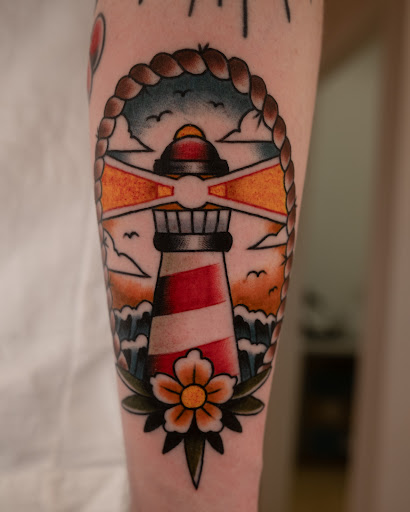 Explore pizza tattoo ideas, creative tattoo ideas in Twentynine Palms, available at Adobe Tattoo