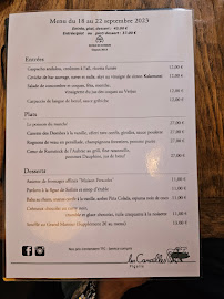 Restaurant français Les Canailles à Paris (le menu)