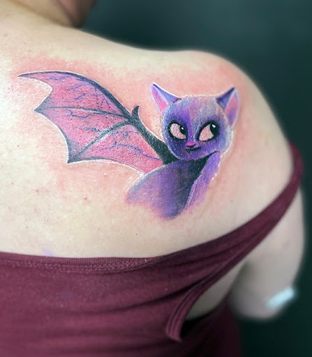 Explore shoulder flower tattoo ideas, creative tattoo ideas in Scottsdale, available at Club Tattoo