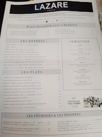 Carte du Brasserie Lazare Paris à Paris