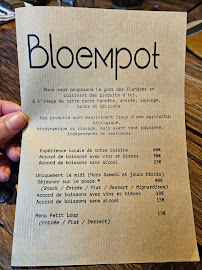 Restaurant français Bloempot à Lille (la carte)