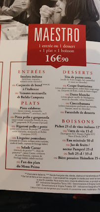 Restaurant italien Del Arte à Saint-Witz (le menu)