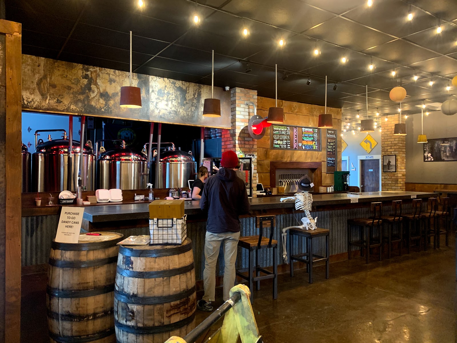 Brewing tanks in a taproom