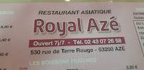Restaurant chinois Royal Azé à Château-Gontier-sur-Mayenne (le menu)