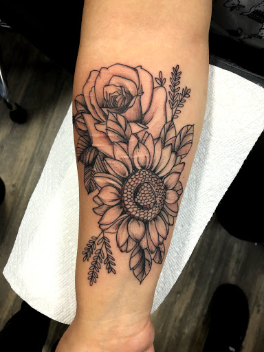 Explore black cover up tattoo ideas, creative tattoo ideas in Goose Creek, available at Red Kirin Tattoo