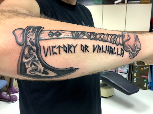 Explore side of hand tattoo ideas, creative tattoo ideas in Turner, available at Heathen Ink