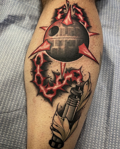 Explore back of the leg tattoo ideas, creative tattoo ideas in Senoia, available at Cornerstone Tattoo Gallery
