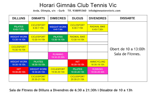 Gimnàs Club Tennis Vic en Gurb, Barcelona