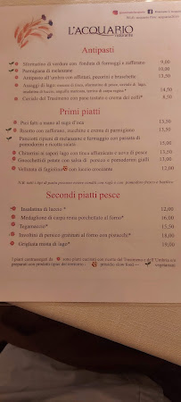 Ristorante L' Acquario à Castiglione del Lago menu
