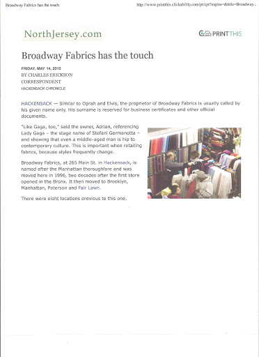 Fabric Store «Broadway Fabrics», reviews and photos, 265 Main St, Hackensack, NJ 07601, USA