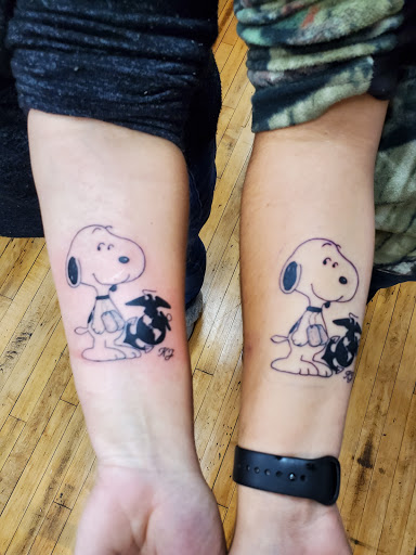 Explore elbow tattoo ideas, creative tattoo ideas in Galesburg, available at Hawks Tattoos