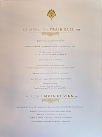 Menu / carte de Le Train Bleu à Paris