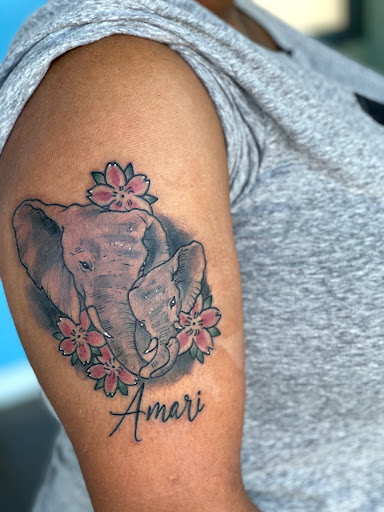 Explore memphis tattoo ideas, creative tattoo ideas in Goose Creek, available at Red Kirin Tattoo