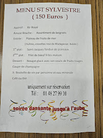 Menu du Restaurant l'ostreidae à Épinay-sur-Seine
