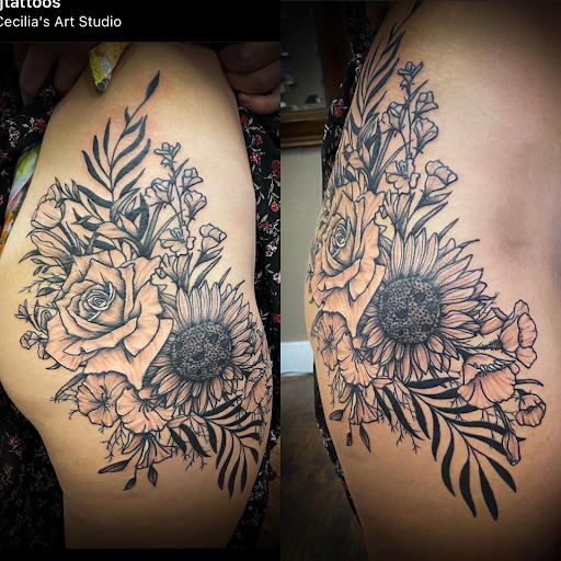 Explore mountain tattoo ideas, creative tattoo ideas in Roanoke, available at Saint Cecilias Art Studio