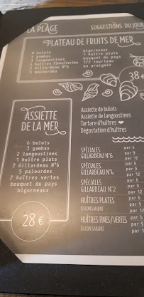 Manger sur la Plage à Marennes-Hiers-Brouage menu