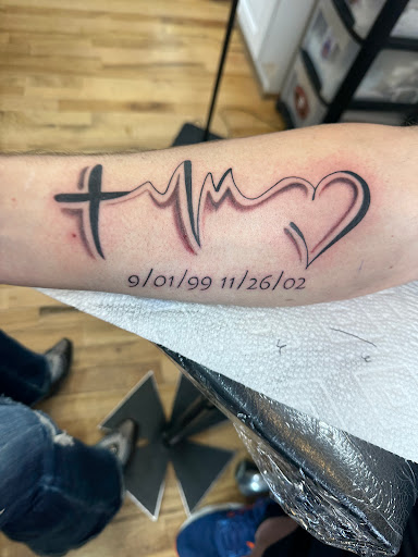 Explore family names tattoo ideas for guys, creative tattoo ideas in Danville, available at Blue Moon Tattoo & Body Piercing