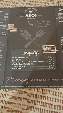 Restaurant Les Comptoirs d'Alice et Jules à Saint-Étienne (le menu)