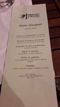 Restaurant italien Innocenti Evasioni à Milan (la carte)