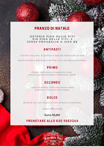 Menu / carte de Osteria Del Pian Delle Viti Sas à Provaglio d'Iseo