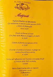 Carte du Ristorante Baccanale à Monza