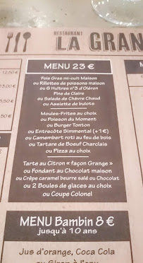 La Grange à Saint-Georges-d'Oléron menu