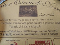 Restaurant toscan Antica Osteria di Novoli dal 1807 nel Mugello. Pasta fresca fatta a mano, specialità Tortelli Mugellani, CucinaToscana. à Scarperia e San Piero (la carte)