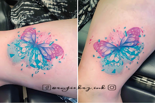 Explore black white tattoo ideas, creative tattoo ideas in Casper, available at Luna & Lotus Amethyst Ink Angie Kay