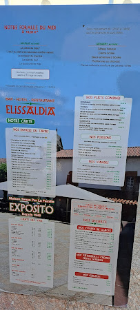 Menu du Restaurant ELISSALDIA à Bidart