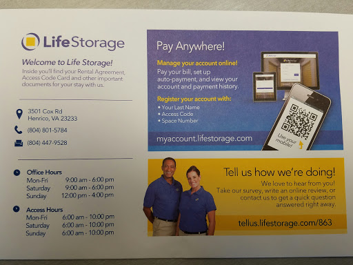 Self-Storage Facility «Life Storage», reviews and photos, 3501 Cox Rd, Henrico, VA 23233, USA