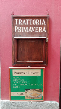 Menu du Trattoria Pizzeria Primavera à Pinerolo