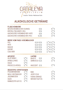 Menu du Restaurant Cataleya Gondelsheim à Gondelsheim