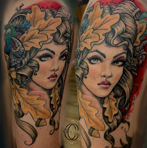 Explore shoulder tribal tattoo ideas, creative tattoo ideas in Granbury, available at Coven Crafted Ink - Tattoo Shop