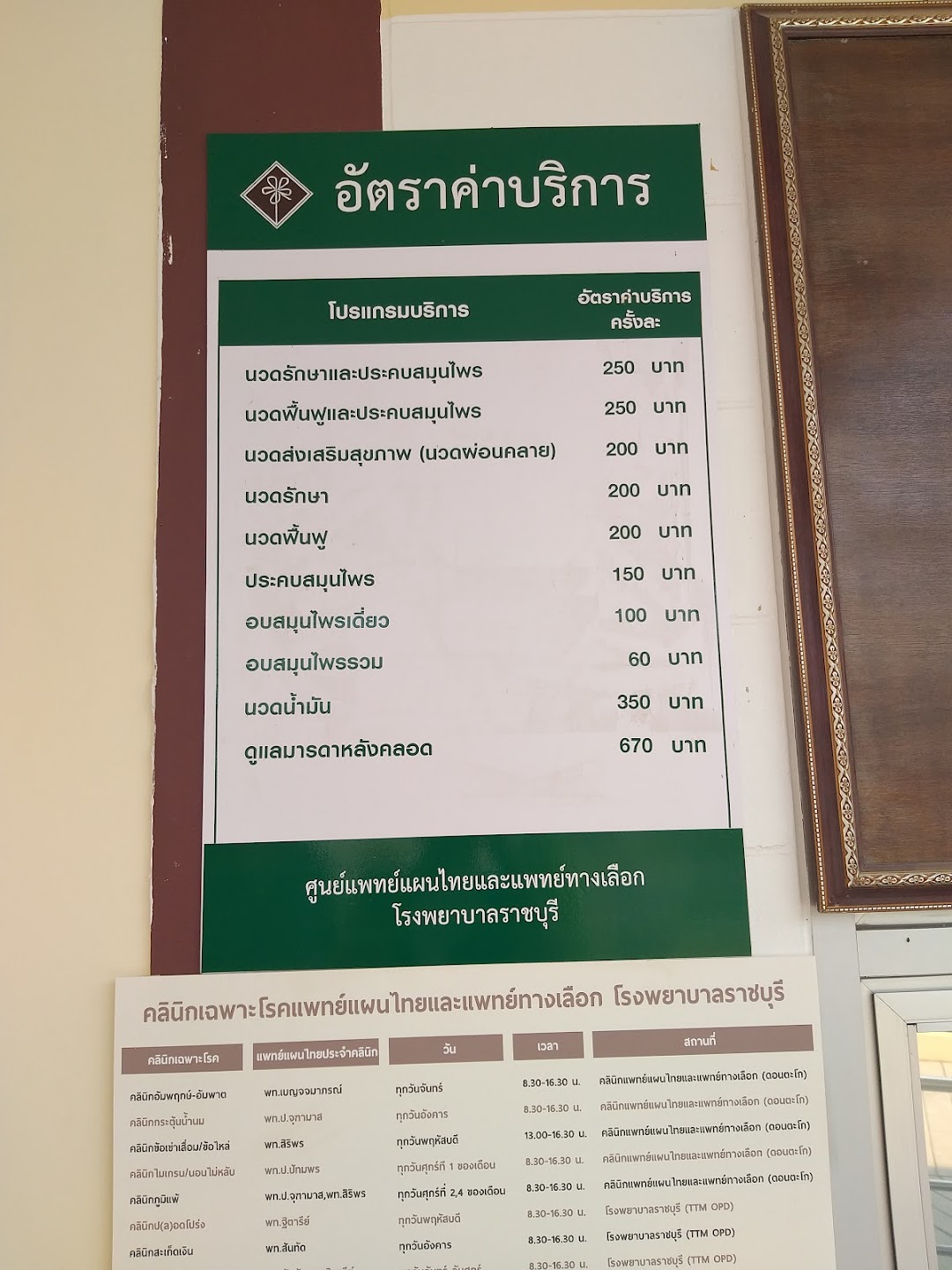 คลีนิคแพทย์แผนไทยและแพทย์ทางเลือก โรงพยาบาลราชบุรี
