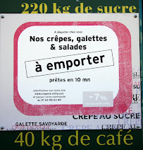 Restaurant La Crêperie de Milly à Milly-la-Forêt (le menu)