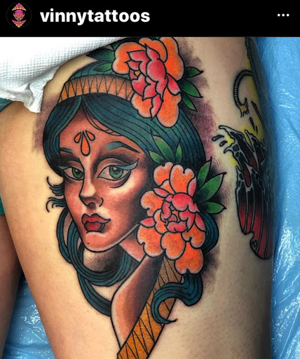 Explore women's half sleeve tattoo ideas, creative tattoo ideas in Marietta, available at Lucky Draw Tattoos III