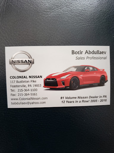 Car Dealer «Colonial Nissan Inc», reviews and photos, 117 Bustleton Pike, Feasterville-Trevose, PA 19053, USA