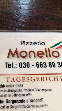 Carte du Pizzeria Monello à Berlin