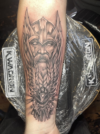 Explore tattoo ideas on leg for men, creative tattoo ideas in Roanoke, available at RailYard INK